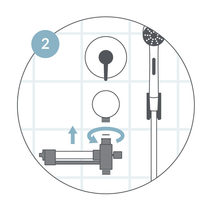 Verbinde die Base+ mit der Armatur und achte dabei auf die Dichtungsringe