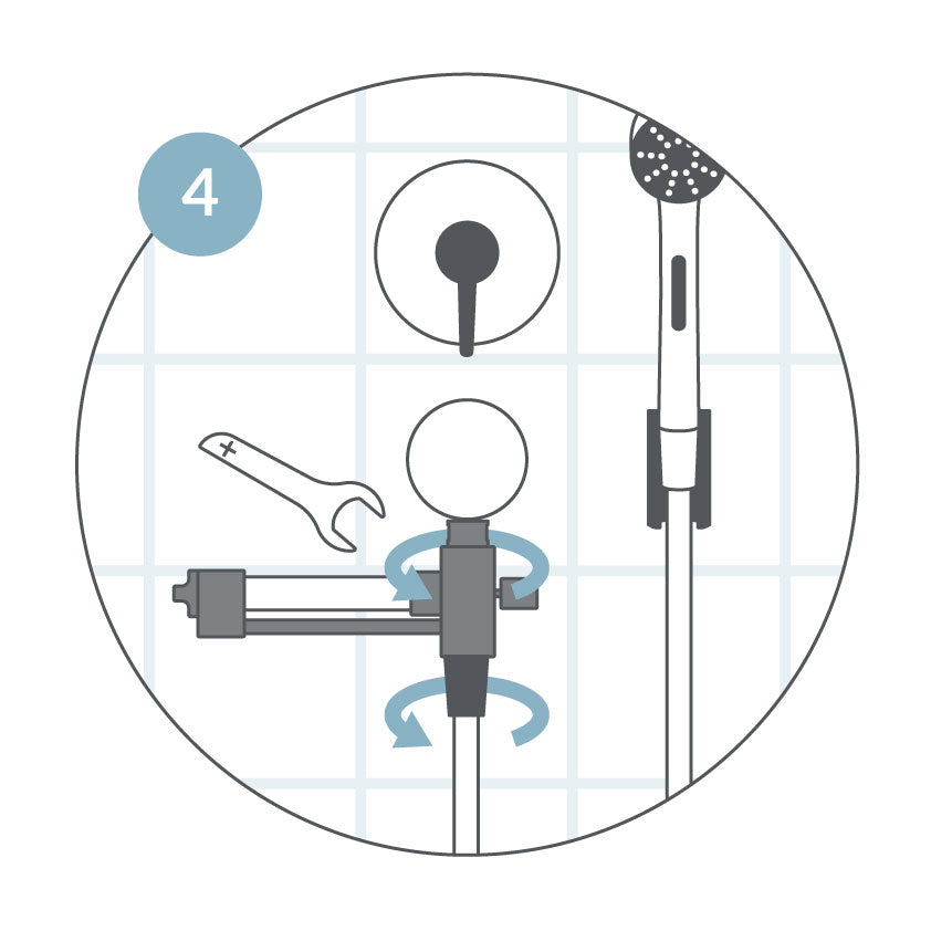 Fixiere die Schraubverbindung mit dem Installationswerkzeug
